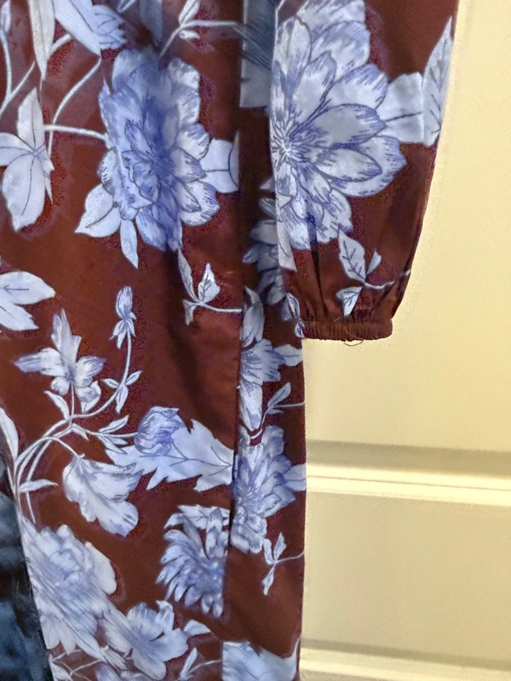 Floral Print Tiered Midi Dress in Blue on Brown - Picture 3 of 7